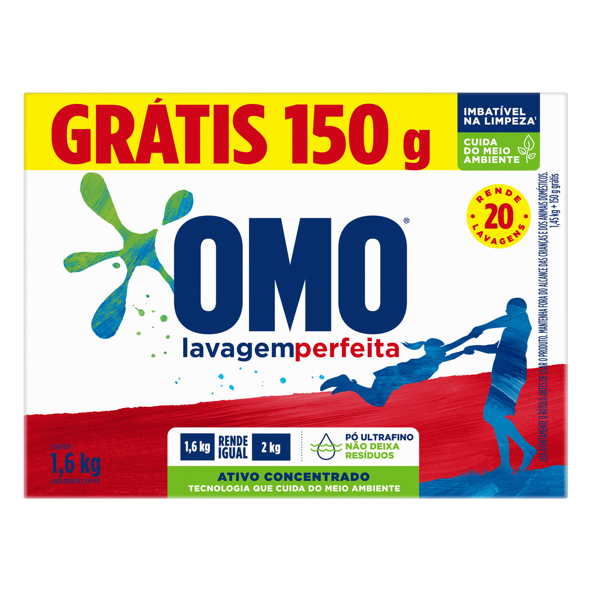 Sabão em Pó Omo Lavagem Perfeita 1,6Kg Grátis 150g
