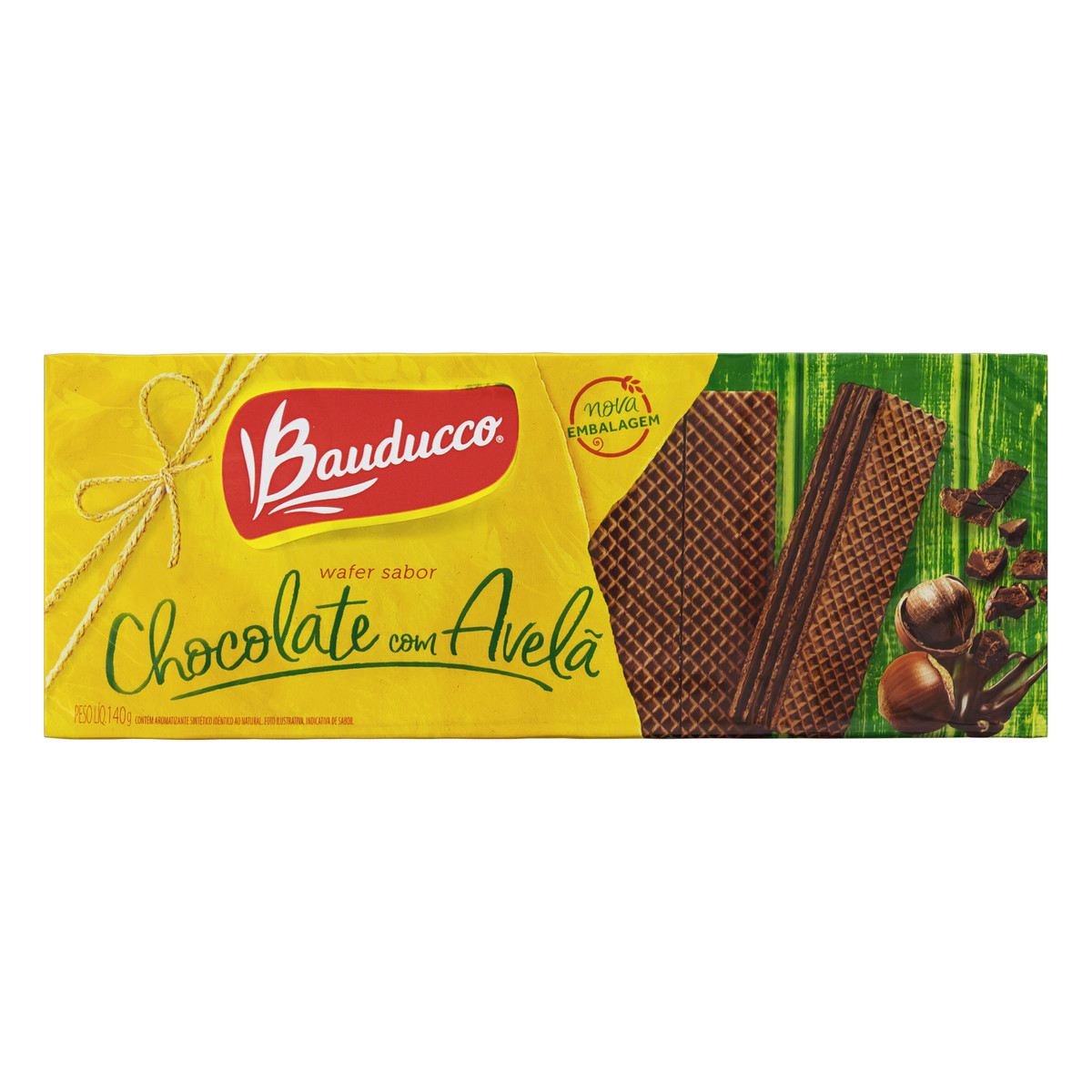 BISCOITO  WAFER BAUDUCCO 140GR CHOCOLATE/AVELA