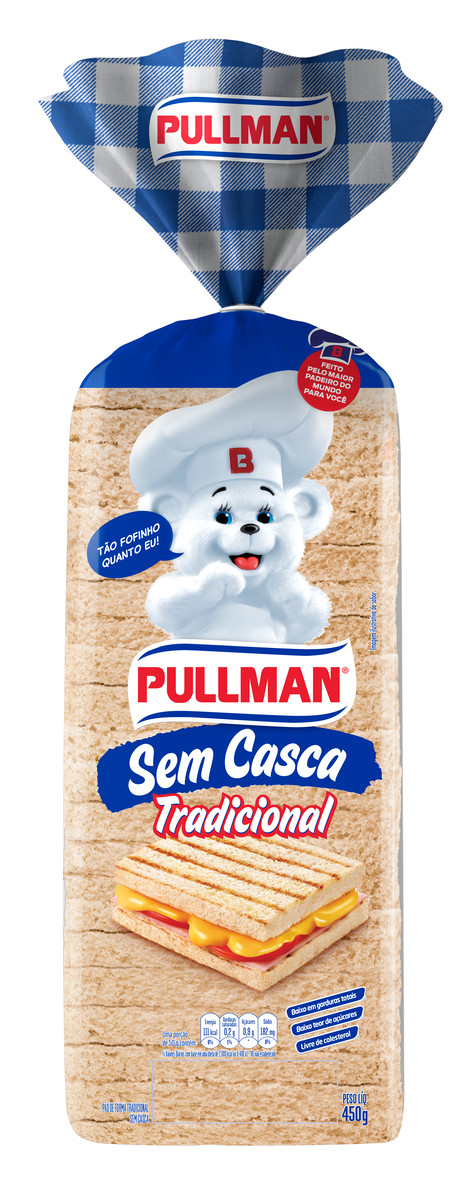 Pão de Forma sem Casca Tradicional Pullman Pacote 450g