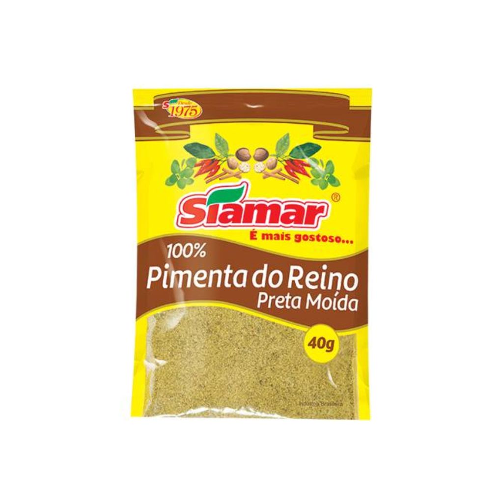 Especiarias Siamar Pimenta do Reino Moída Pacote 40G