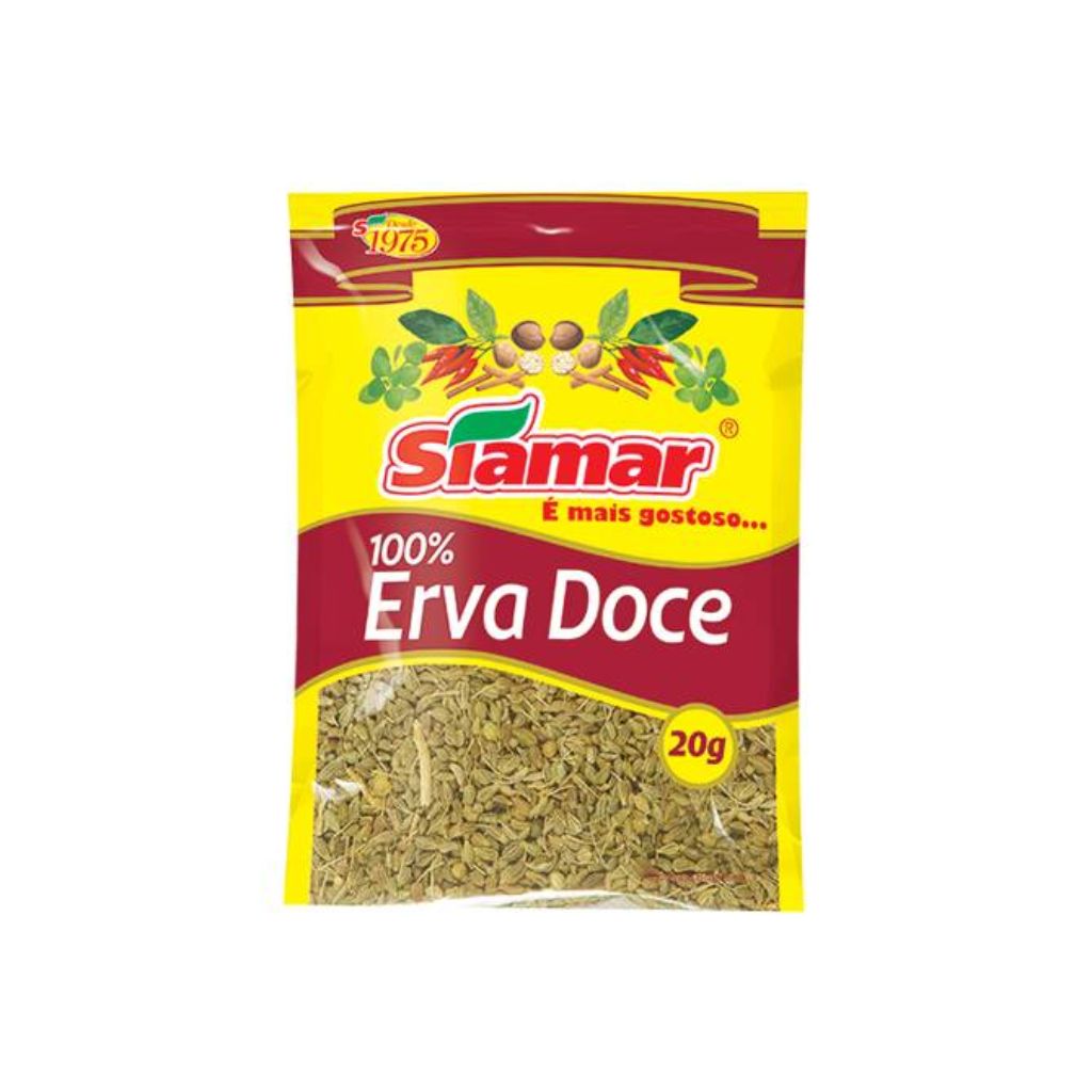 Especiarias Siamar Erva Doce Importada Pacote 20G
