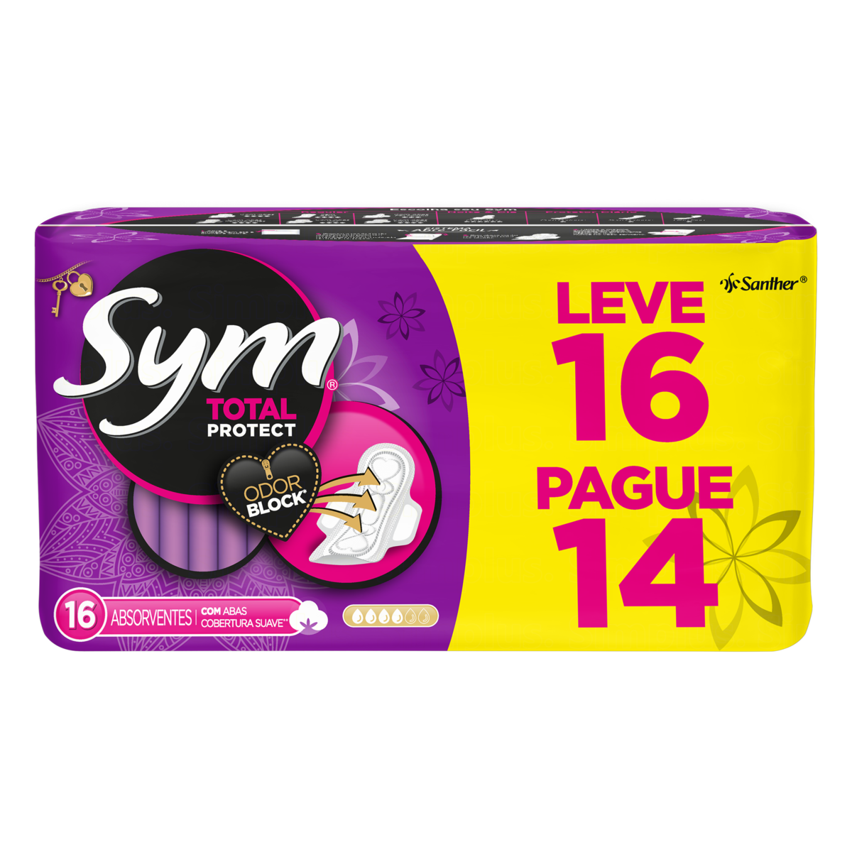 ABSORVENTE SYM LV16 PG14 C/ABAS SUAVE