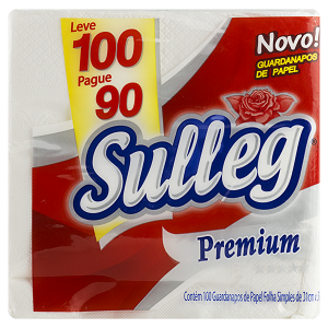 Guardanapo de Papel Sulleg Folha Simples Pacote 100 Un Pague 90 Un 31Cm X 31Cm