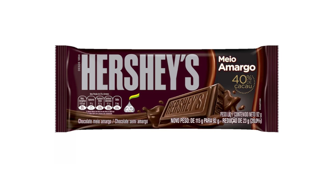 Chocolate Hersheys Meio Amargo 40% Cacau Cristal 87G