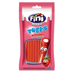 Bala Gelatina Fini Tubes Morango Ácido 80G